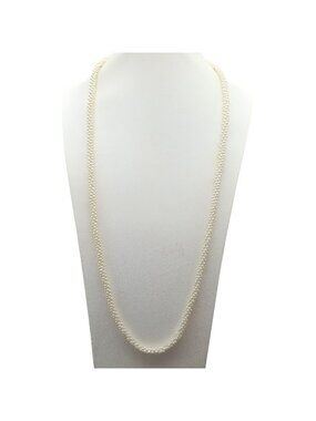 Vintage Faux Pearl Long Strand Necklace Elegant Multi-Layer Beads Timeless Jewel